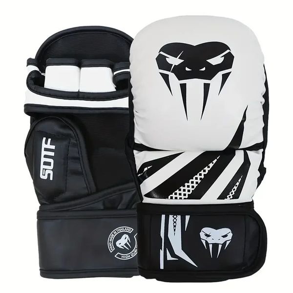 Professionelle MMA Halbfinger-Kampfboxhandschuhe Verdickte Sanda Free Fighting Mixed Martial Arts Trainingshandschuhe 240226