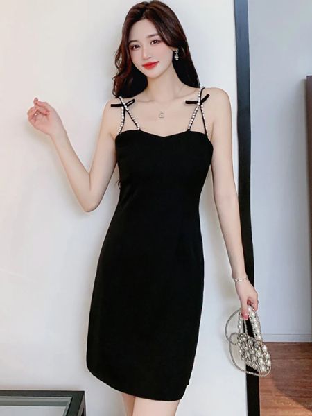 Abiti 2023 Black Sexy Club Mini Sling Dress Women Women coreano Vintage Casual Party Sunsurazione Summer Elegant BodyCon Party Prom Dress