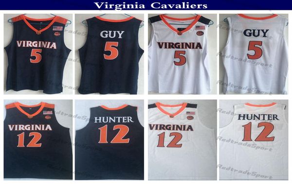 Herren Virginia Cavaliers #5 Kyle Guy 12 De'Andre Hunter College-Basketball-Trikots, weiß genähte Hemden, S-XXL9120829