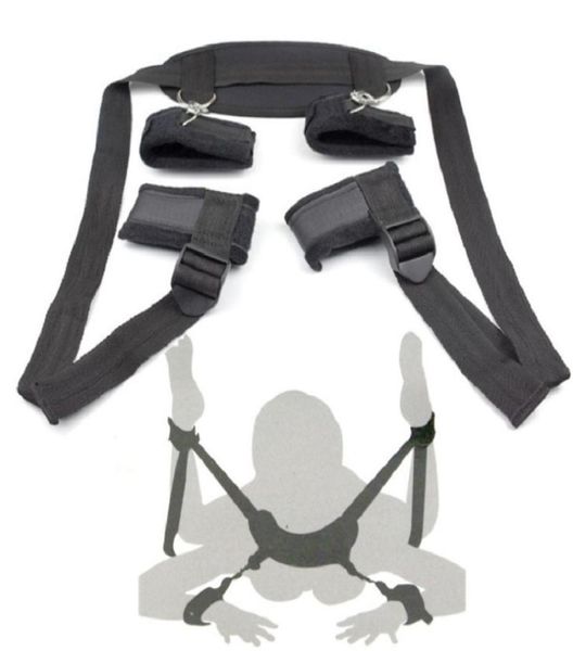 Lingerie sexy da donna BDSM Bondage Manette Gamba aperta Restrizioni Collo Polsino alla caviglia Cinghie Costume erotico Prodotti 2107221451410