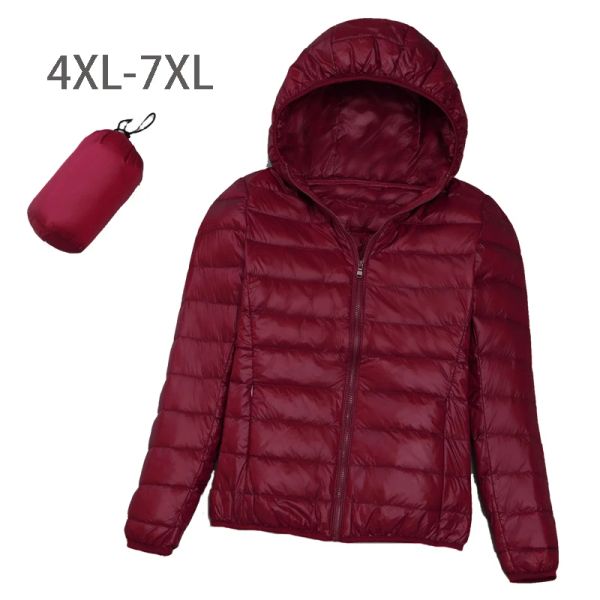 Cappotti Donna Felpe con cappuccio Giacche Oversize 7XL Piumino d'anatra bianco Cappotto ultraleggero femminile di grandi dimensioni Ragazza grassa Capispalla resistente al vento