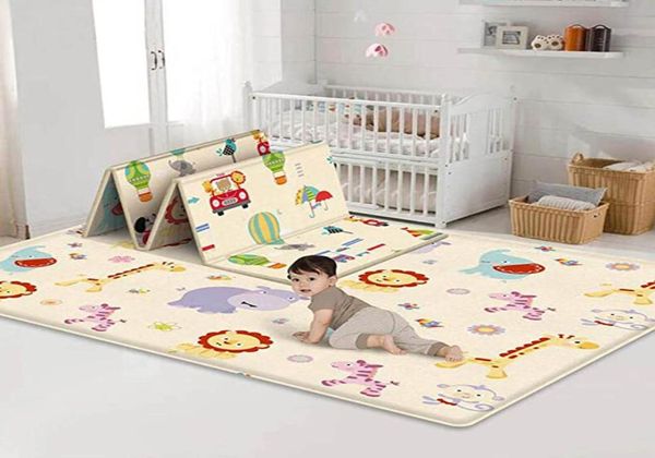 Bebê jogar esteira impermeável ldpe piso macio playmat dobrável rastejando tapete criança jogo atividade cobertor dobrável reversível f5 lj25497229