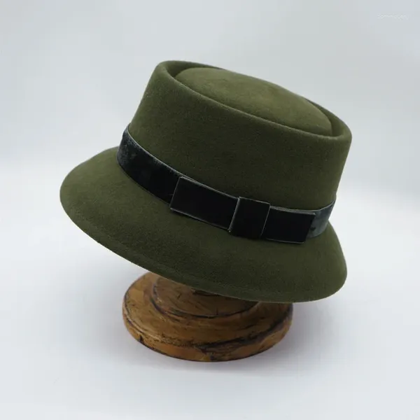 Berets retro exército verde azul sino em forma de lã chapéu feminino japonês francês britânico chinês pescador feltro