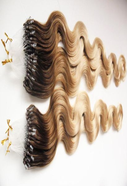 T4613 Loop Micro Ring Machine Made Remy Hair Extension 100 Capelli umani onda del corpo Ombre Piano Color Micro Link 10quot26quot 7645004