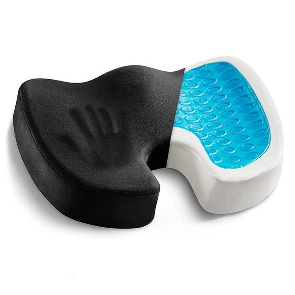 Gel Memory Foam Cuscino per sedile a forma di U Cuscino per auto da ufficio per seduta lunga Cuscino per alleviare il dolore al coccige posteriore 240223