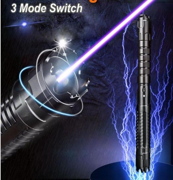 Puntatore laser blu militare ad alta potenza 500000m 450nm Torcia Lazer Torcia laser a fascio di luce più potente Caccia7647307