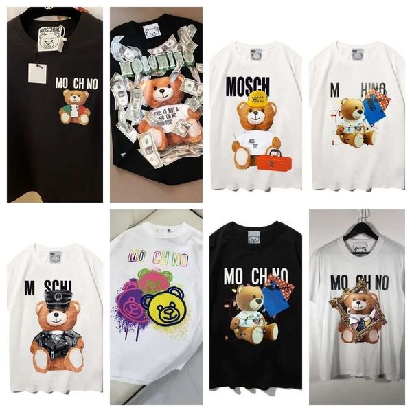 Moschino t homem camisa moda feminina camiseta verão nova alta qualidade manga curta marca designer tees cor o urso em torno do pescoço dos homens moletom top tshirt fh