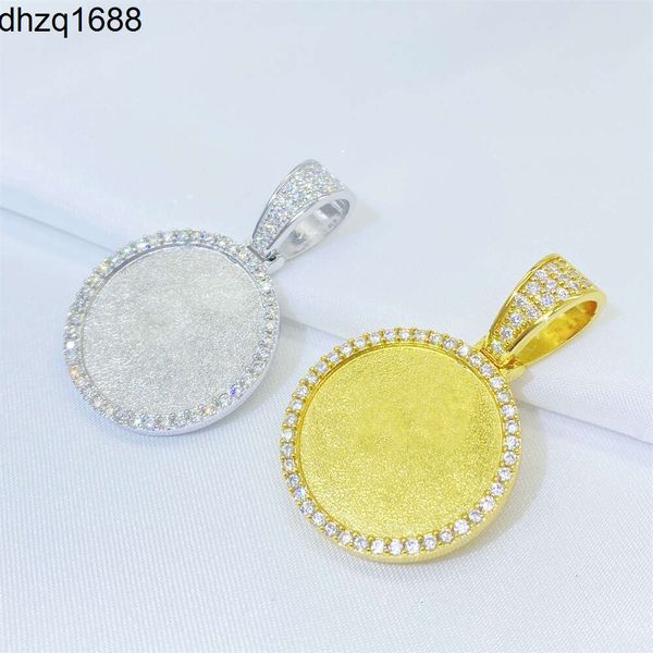 Fabrika VVS Moissanite Circle Sagacts Tur 925 Gümüş Kadın Erkek Erkekler Hafıza Fotoğrafları Resim Kolye Cazibesi Takı Üreticisi