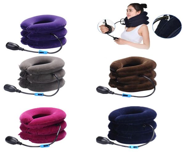 3 camadas inflável dispositivo de tração cervical alívio da dor pescoço colar fullfleece engrossado macio pescoço apoio maca5518777