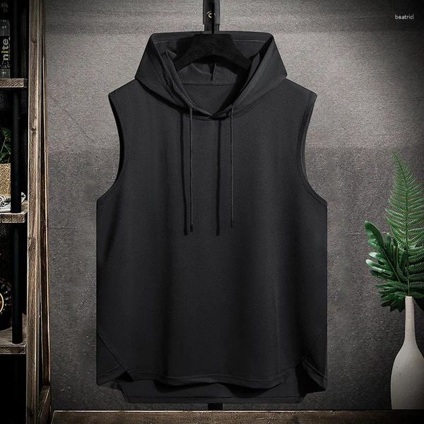 Canotte da uomo manica corta gilet ad asciugatura rapida per l'estate 2024 maglietta nera PALESTRA Top T con felpe con cappuccio Abiti di moda OverSize 4XL