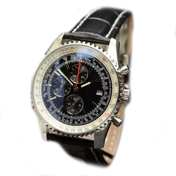 Женские роскошные часы, водонепроницаемые дизайнерские часы из нержавеющей стали, хронограф Navitimer с механизмом на батарейке, коричневый циферблат, супер наручные часы 44 мм sb054 c4