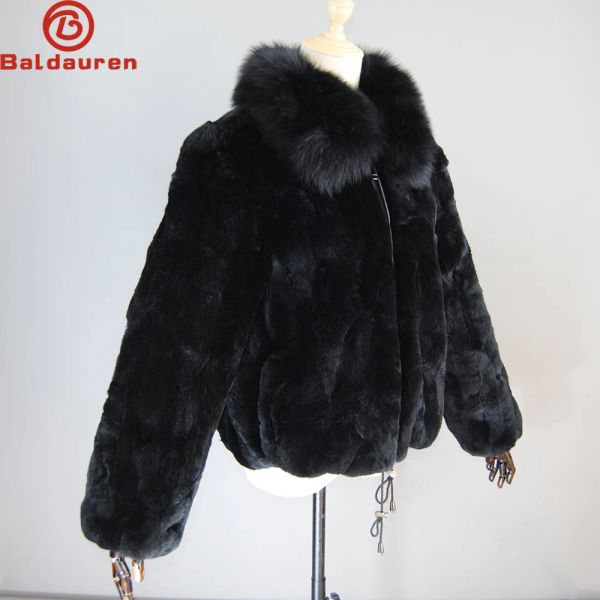 Мех горячий продажа женщин теплое качество 100% подлинное меховое пиджак REX с лисовым мехом воротнич
