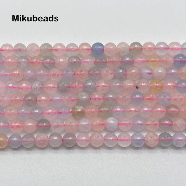 Pedras preciosas soltas atacado natural 4mm aa morganite beryl contas redondas suaves para fazer jóias diy pulseiras colar