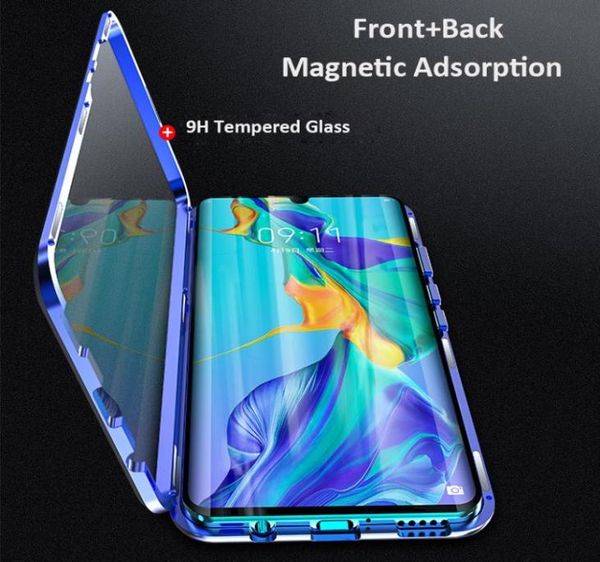 360 volle magnetische doppelseitige Glas Metall Stoßstange Telefon Fall für Huawei Ehre P30 Pro Mate 20 X P20 NOVA 5 Hinweis 10 9X 20 8X Cover5961903