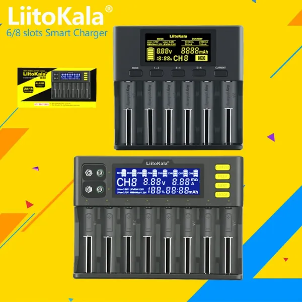 Liitokala lii-s8 lii-s6 lii-pd4 lii-pd2 lii-s2 lii-s4 lii-402 lii-202 carregador de bateria 18650 26650 21700 lítio nimh bateria