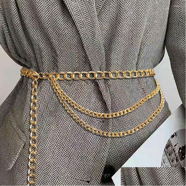 Cintos Y Gold Metal Chain Belt Dress Corset para Mulheres Designer de Luxo Marca Clube Festa Cintura Moda Streetwear Cintura Drop Entregar Dhonq