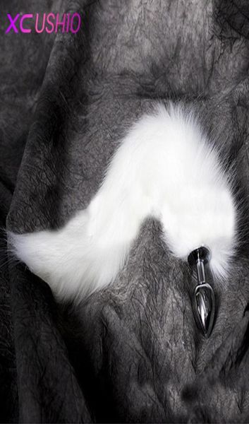 1pc Saf Beyaz Kuyruk Popo Metal Fişi 35cm Uzun Anal Seks Oyuncakları Kadın Hayvan Rol Oyun Cosplay Tail Seks Ürünleri S924825354