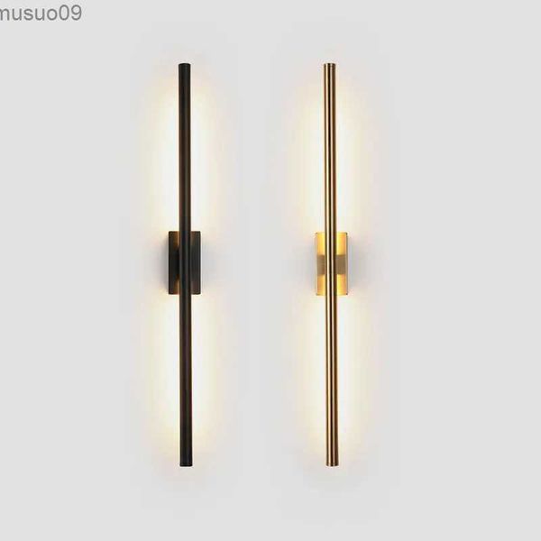 Lampada da parete per interni Lampada da parete a LED per interni, per la casa, l'hotel, la camera da letto, il comodino, il bagno, il corridoio, moderno, montato in stile nordico, in ottone, oro, a strisce lunghe