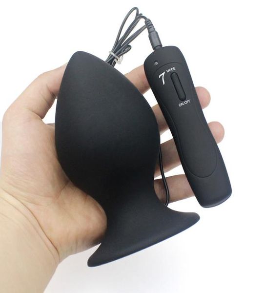 Super Big Size 7 Modalità Vibrante Butt Plug in silicone Grande vibratore anale Enorme plug anale Giocattoli erotici unisex Prodotti del sesso L XL XXL Y183686349