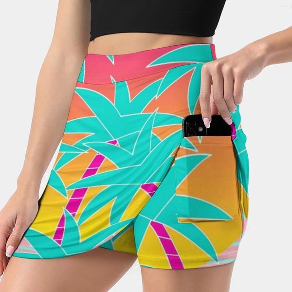 Gonne Hello Miami Sunset Donna Moda 2024 Pantalone Gonna Mini Ufficio Corto Palme Fantasia Tropicale