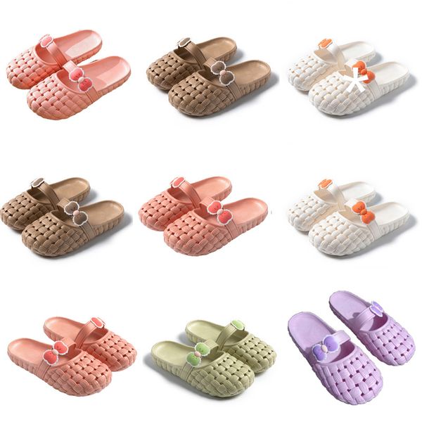 Chinelos verão novo designer produto para mulheres verde branco rosa laranja baotou fundo plano arco chinelo sandálias moda-034 mulheres plana slides gai sapatos ao ar livre 37013 s