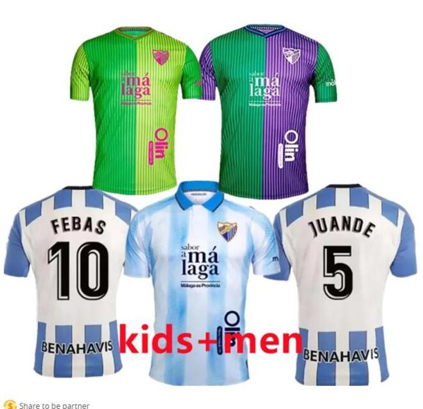 2023 2024 CF Málaga Camisas de futebol 23 24 Home Away 3º Camisas de futebol Uniformes de manga curta JUANPI Luis Munoz Febas ADRIAN fUtbol Juande Febas Uniformes homens crianças kit