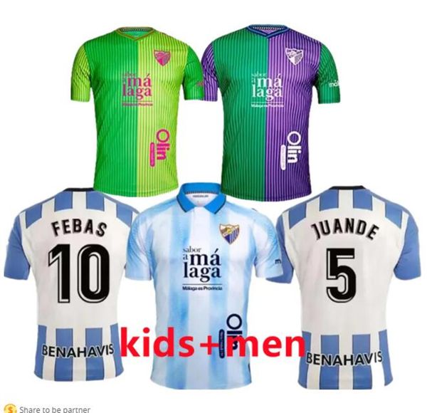 2023 2024 CF Malaga maglie da calcio 23 24 casa lontano 3rd magliette da calcio uniformi manica corta JUANPI Luis Munoz Febas ADRIAN fUtbol Juande Febas uniformi uomo bambini kit