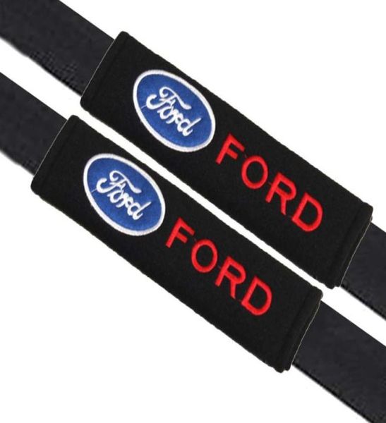 2er-Set Universal Baumwolle Sicherheitsgurt Schulterpolster Abdeckungen Embleme für Ford Focus 2 3 Fiesta Kuga Mondeo Abzeichen Autozubehör Car5222569
