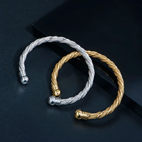 Filo 14k oro braccialetto intrecciato per donna uomo primavera collegamento avvolgente aperto braccialetto palla regolabile gioielli alla moda 2024