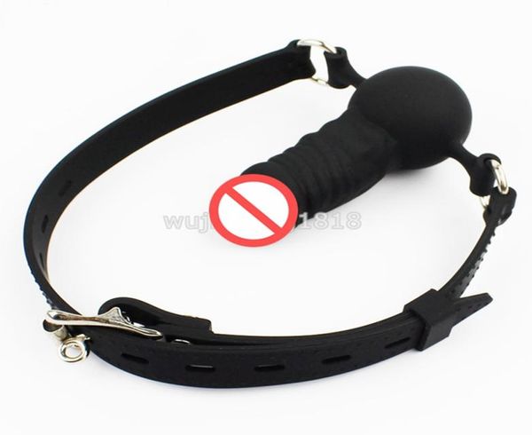 Bavaglio in silicone pieno con bocca aperta BDSM Bondage Restraints Ball Gag Fissazione orale Giocattolo del sesso per coppia Gioco per adulti2419587