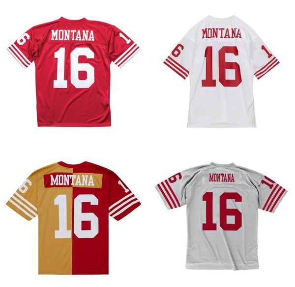 Maglia da calcio cucita 16 Joe Montana 1989 maglia bianca rossa retrò Maglie da rugby Uomo donna giovanile S-6XL