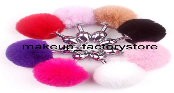 Massaggio Plug anale sexy Bunny Tail Peluche Butt plug in acciaio inossidabile e silicone Giocattoli sessuali per donna Uomo Stimolatore ano gay Rolepla9761255