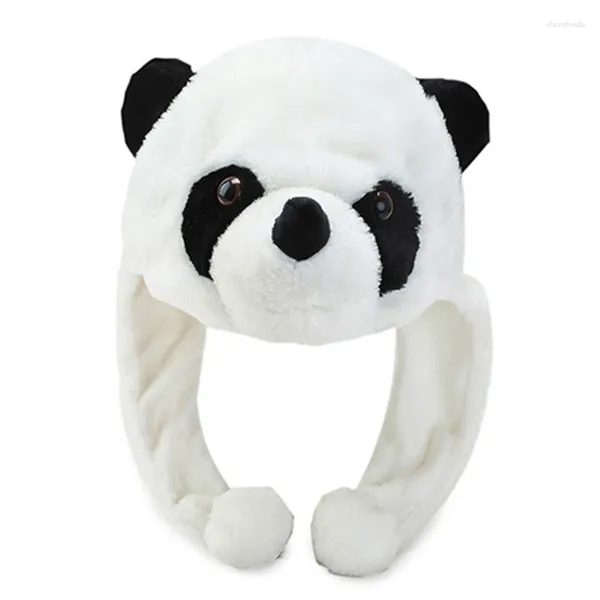 Berets Erwachsene Kinder Cartoon Plüsch Panda Tier Beanie Hut mit Pom Ends Lange Riemen Thermal Warm Lustige Stofftier Earflap Cap Party