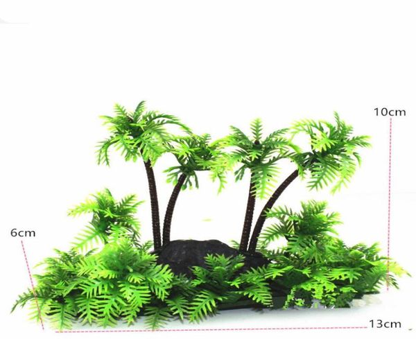 Decorazione dell'acquario Pianta artificiale Palme da cocco Ornamento per piante in plastica Decorazione per acquario Paesaggio8920095