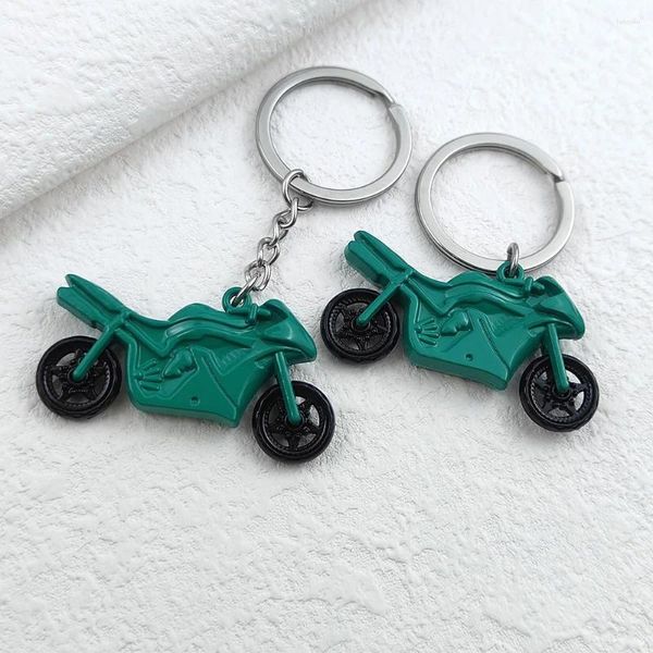 Portachiavi Portachiavi con ciondolo in lega da uomo Portachiavi giocattolo per moto verde Adatto per accessori per borse da scuola per ragazzi Regalo di compleanno