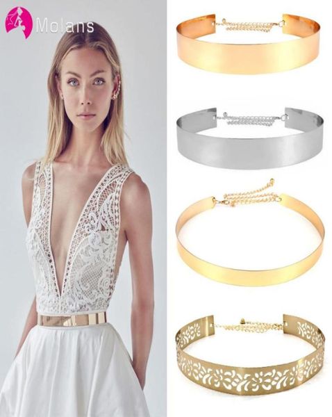 Sashes de casamento Molans Golden Silver Bridal Belt Elastic Strap Metal Dress Acessórios para Mulheres Meninas Cinturão2832917