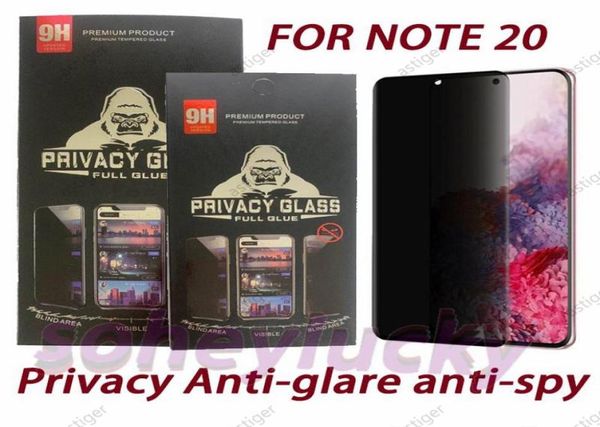 Privacy Antiriflesso antispy 5D curvo protezione dello schermo a copertura totale in vetro temperato per Samsung Note 20 S21 S20 Ultra Plus S10 S8 S95744128