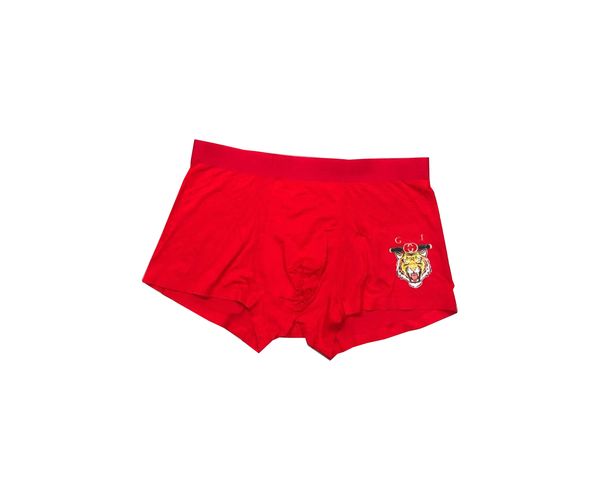 Luxuriöse Designer-Mesh-atmungsaktive Unterwäsche für Herren, sexy Sommerunterwäsche, Tigermuster, Buchstabenmuster, rot, grün, lila, bequeme Unterwäsche, 3-teilige Box. Unterhosen