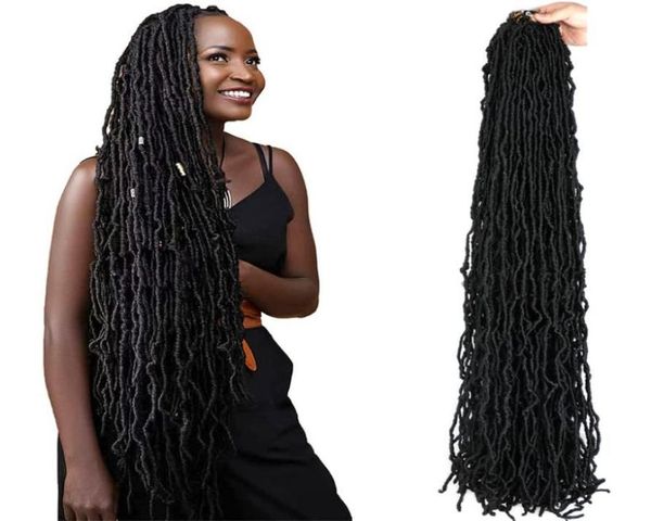 Soft Locs Capelli all'uncinetto 36 pollici lunghi naturali ricci Dreadlocks Estensioni Onda Dea Trecce finte 2204026569320