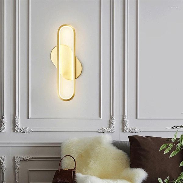 Lampada da parete in stile europeo di lusso a risparmio energetico Camera da letto Comodino Sfondo Corridoio Villa El Tutto in rame oro