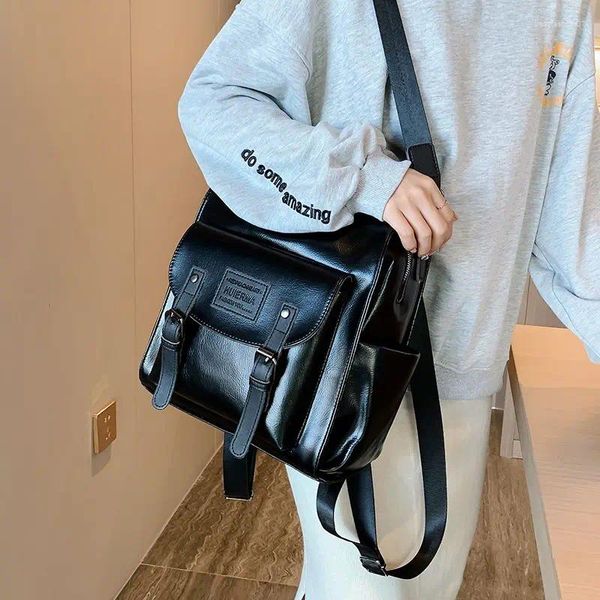 Sırt çantası moda pu deri okulu genç için sırt çantaları Koreli vintage kadın erkekler rahat seyahat omuz çantaları kolej öğrenci okul çantaları