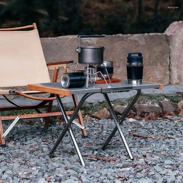 Kamp mobilyaları açık kamp portatif paslanmaz çelik katlanır tablo Çay yapmak piknik barbekü pişirme ile saklama çantası