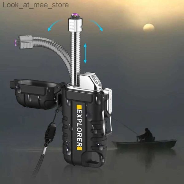 Feuerzeuge Tragbare Outdoor Wasserdicht Arc Licht Mini USB Licht Ungewöhnliche Licht Winddicht Zigarre Licht Herren Geschenk Gadget Q240305