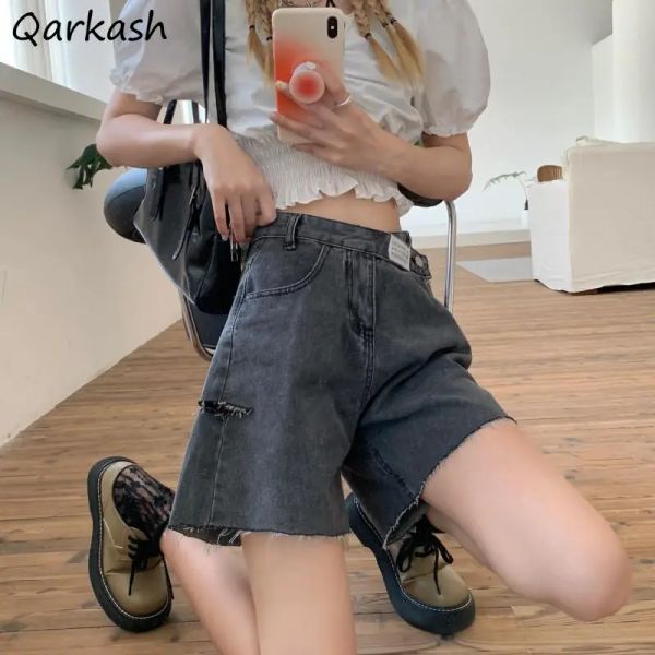 Shorts 5XL Baggy Denim Shorts Frauen Löcher Lässig Entworfen Mode Sommer Heiße Kurze Hosen Koreanischen Stil Vintage Ripped Retro Verkauf