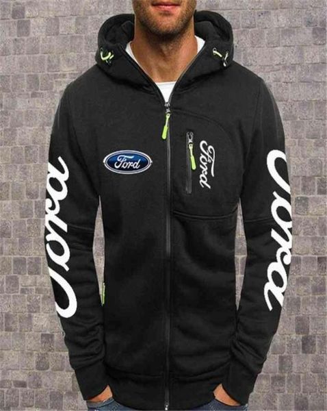 New Men039S Hoodies Ford Mustang Car Casual Hiphop Black Hooded Sweethirts Zipper Jacket Men Tops5414530