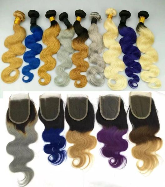 Onda do corpo brasileiro cabelo humano tece com fechamento de renda cabelo humano tece ombre vermelho azul roxo 99j borgonha 1b427 trama de cabelo 7667046