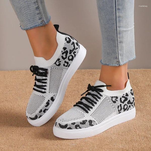 Casual Schuhe 2024 Hohe Qualität Für Frauen Lace Up frauen Vulkanisieren Sommer Einfarbig Leopard Print Turnschuhe Mesh
