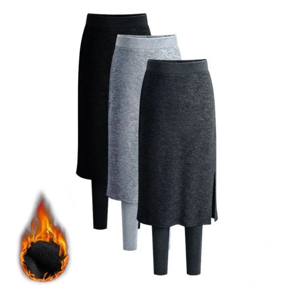 Leggings inverno térmica quente saia leggings mulheres collants polainas plus size calças roupas culotte esportes ginásio legins grosso cintura alta