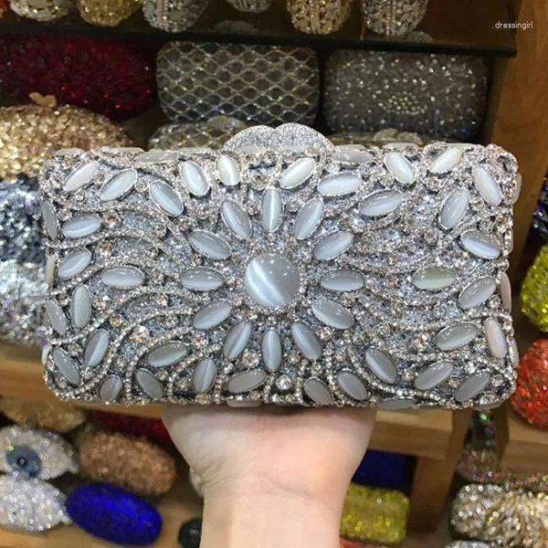 Sacos de noite Mulheres Strass Banquete Cocktail Party Clutch Bolsa Vestido de Dama de Honra Dia de Casamento Embreagens Presente de Natal Ouro