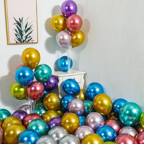 Decoração de festa 10pcs balões de látex de metal natal chá de bebê casamento dia das bruxas ano bola forma decorações de aniversário